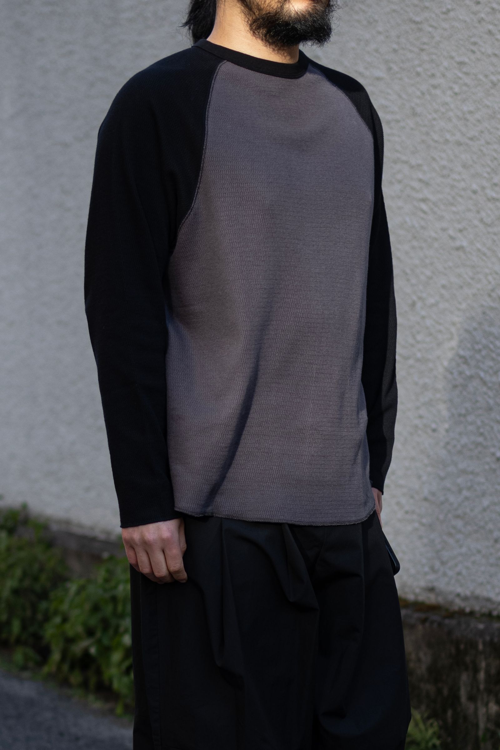 RAGLAN SLEEVE THERMAL LS / CHARCOAL×BLACK
