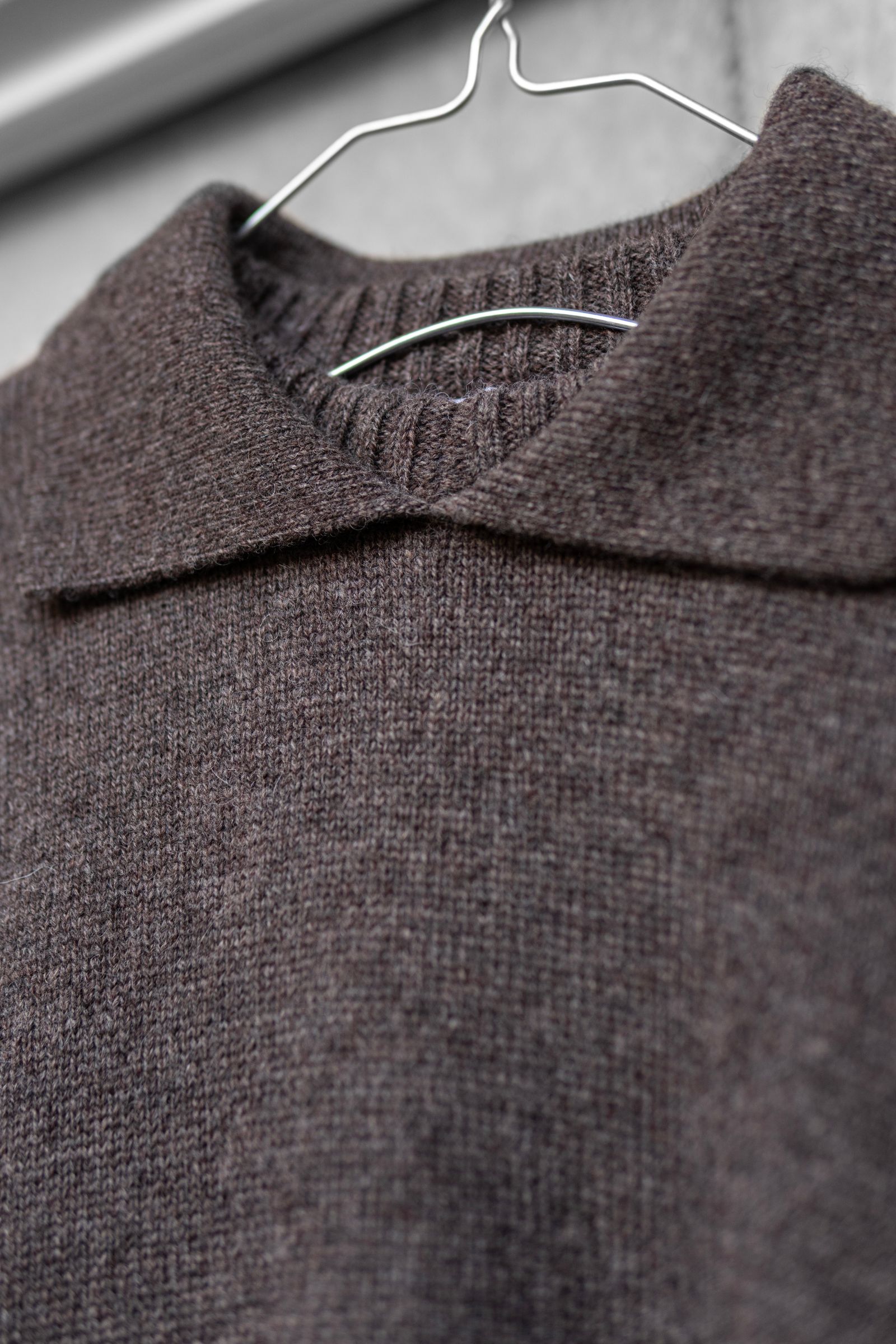 ALPACA POLO COLLAR KNIT SHIRT / BROWN