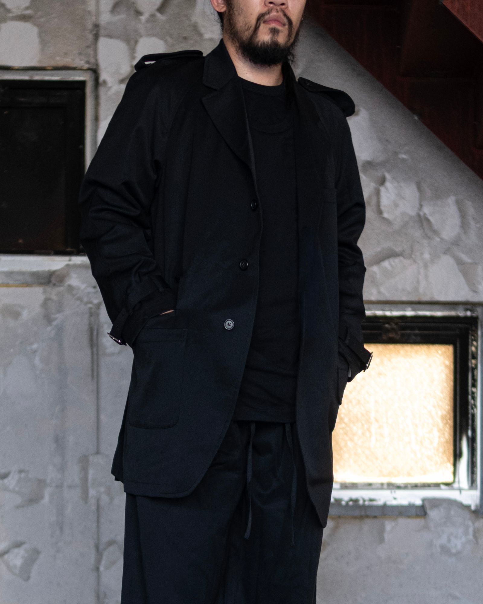 Raglan Long Jacket / Black