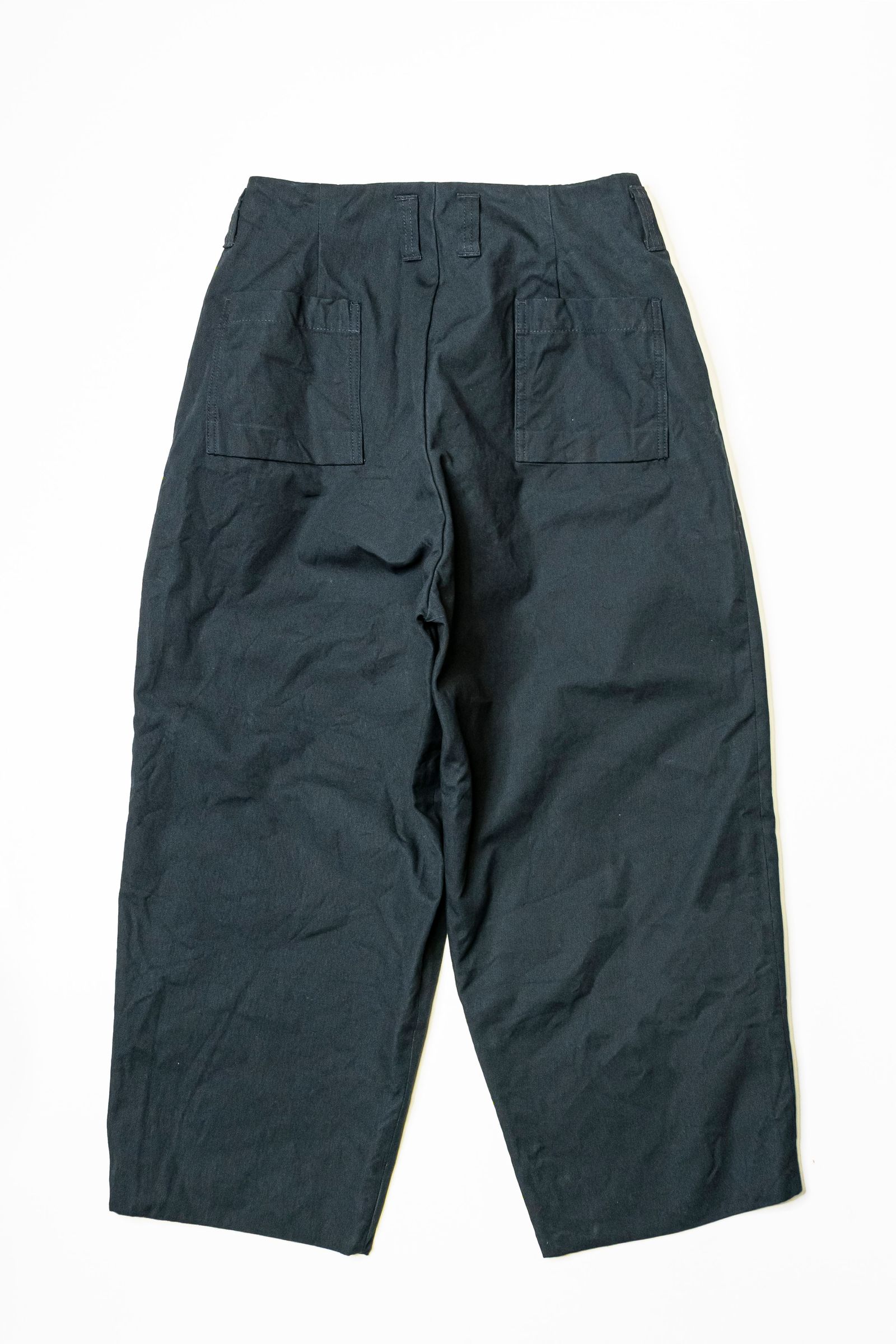 roundabout - Double Canvas Deep Tuck Pants / Dark Green