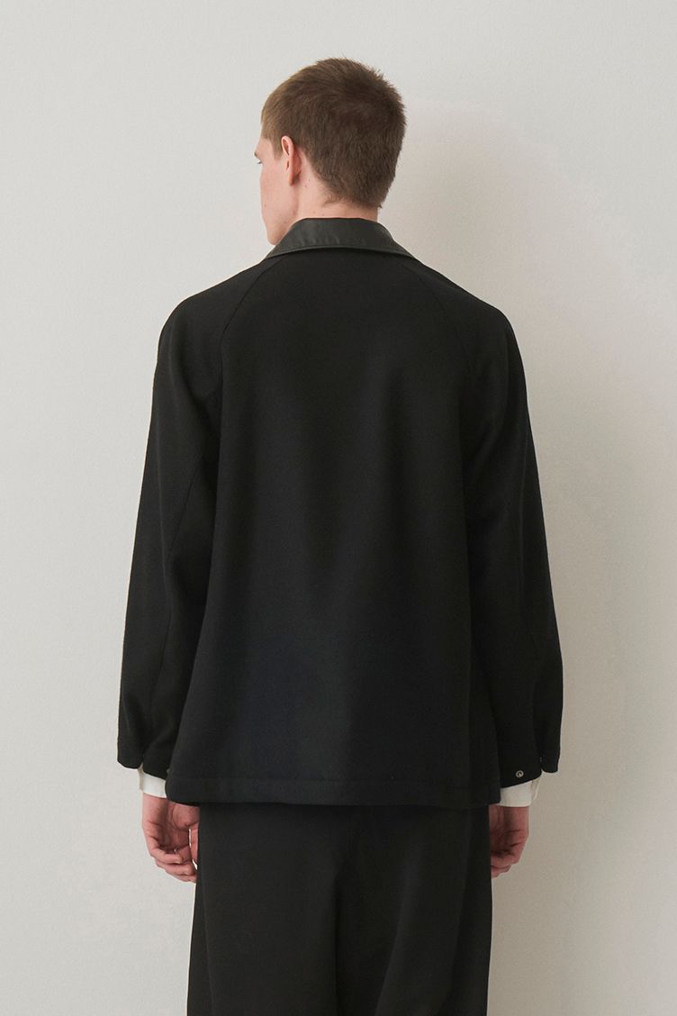 LEATHER COLLAR RIDING JACKET / BLACK