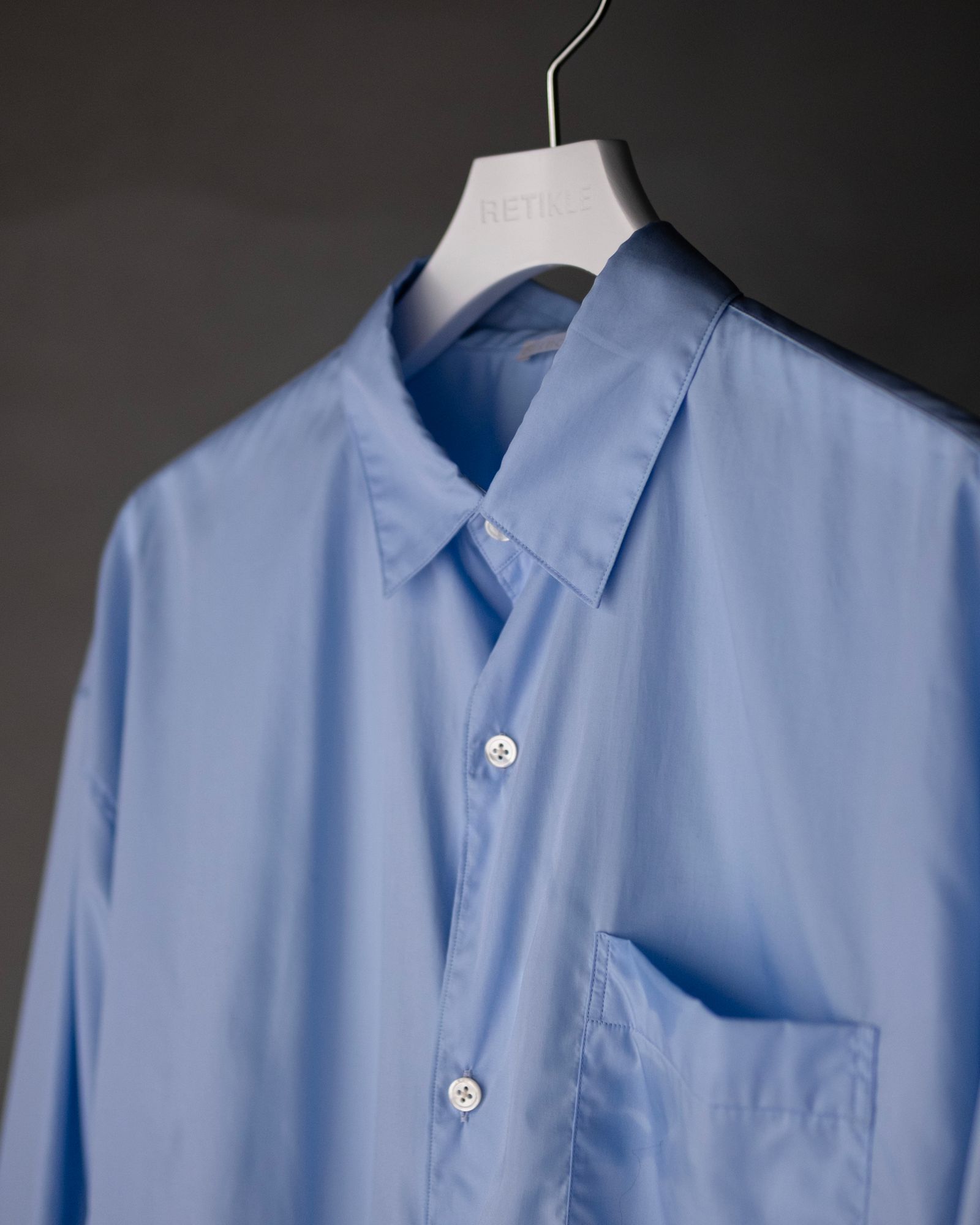 Broad Cotton Wide Shirts / Sax Blue