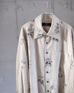 Botanical Print Oversized Shirt / Ecru × Botanical Print