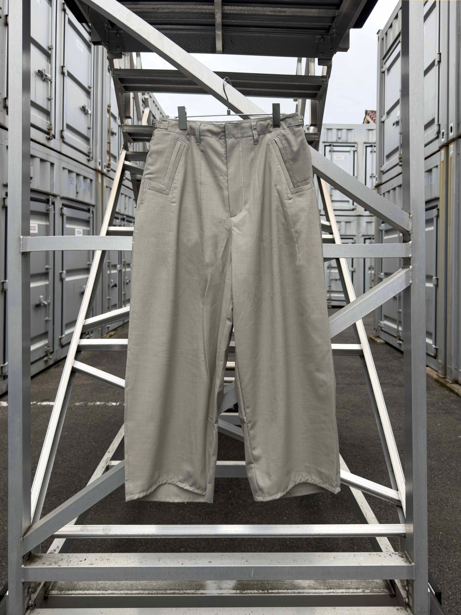 “Washable Super120’s” WIDE CEREMONY “MC” TROUSERS / Gray