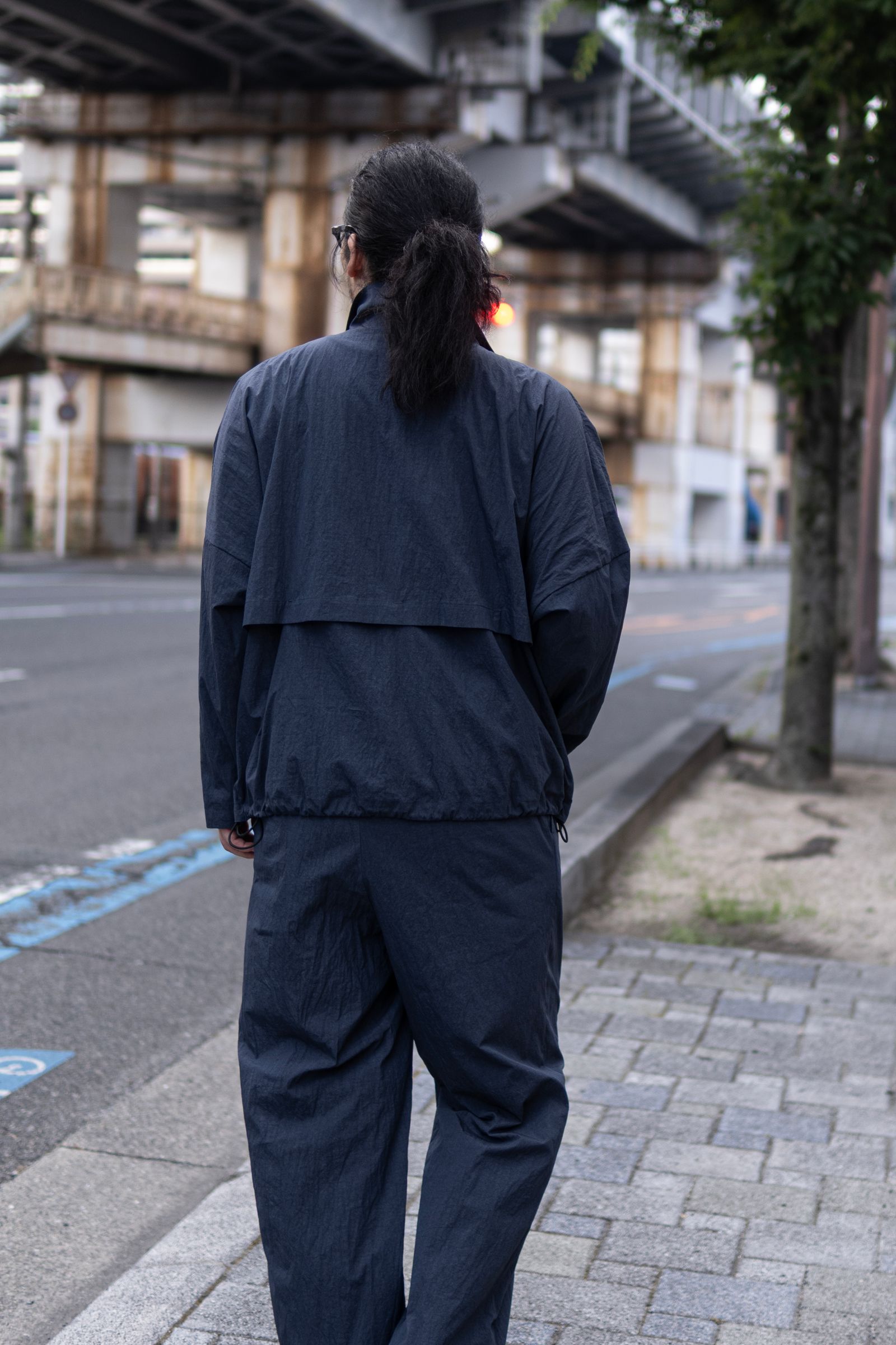 COTTON NYLON TRACK JACKET / DALL NAVY