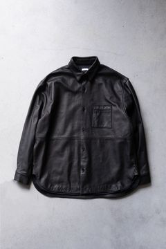 Leather Wide Shirt / Black