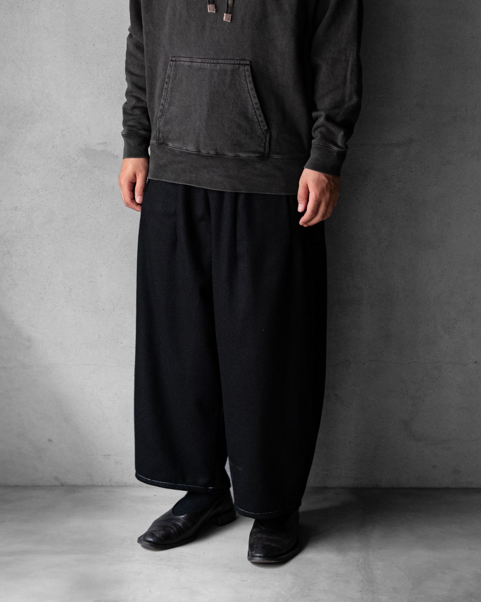 “WOOL CASHMERE”WIDE CEREMONY “MC” TROUSERS / Black