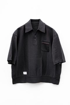 Grandfather knit polo / BLACK