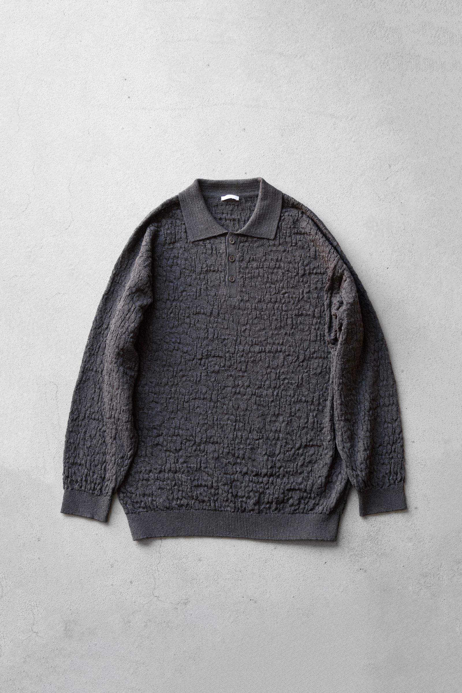 Knit Long Polo Shirts / Black