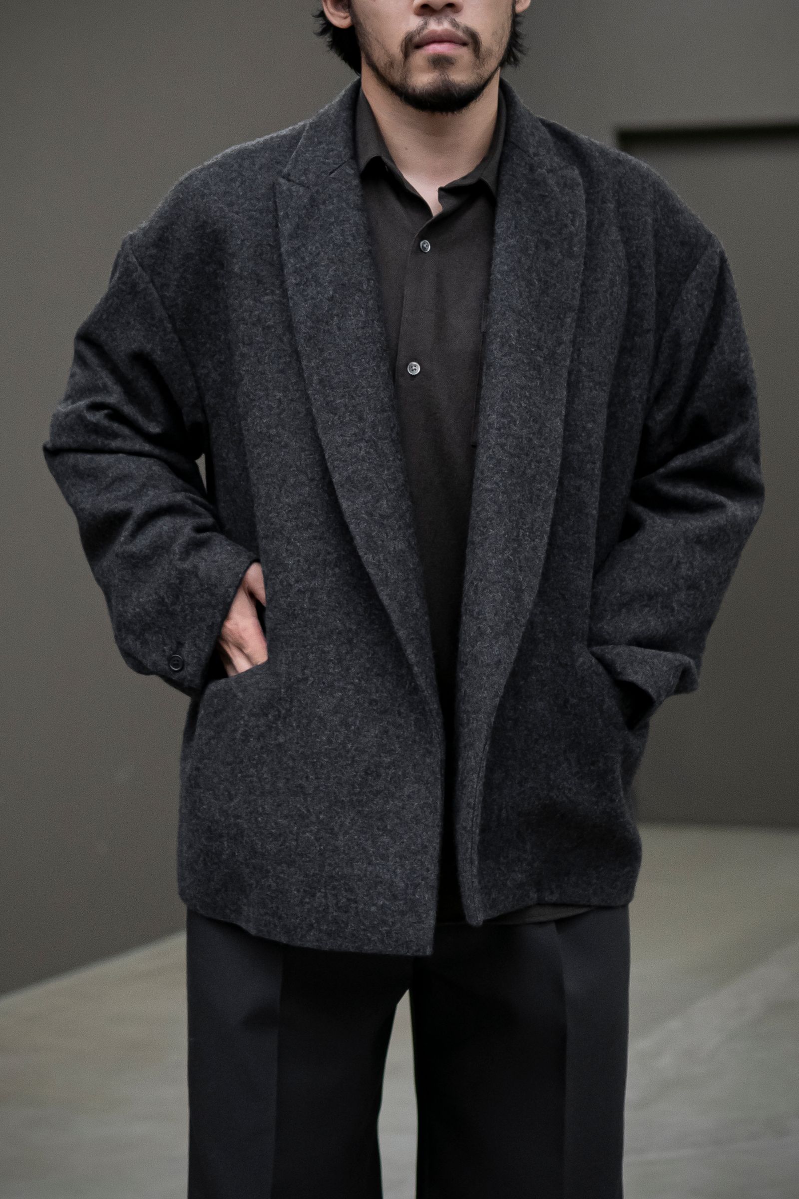 Blanc YM - Cashmere wool unconstructed JKT / Gray | Retikle Online