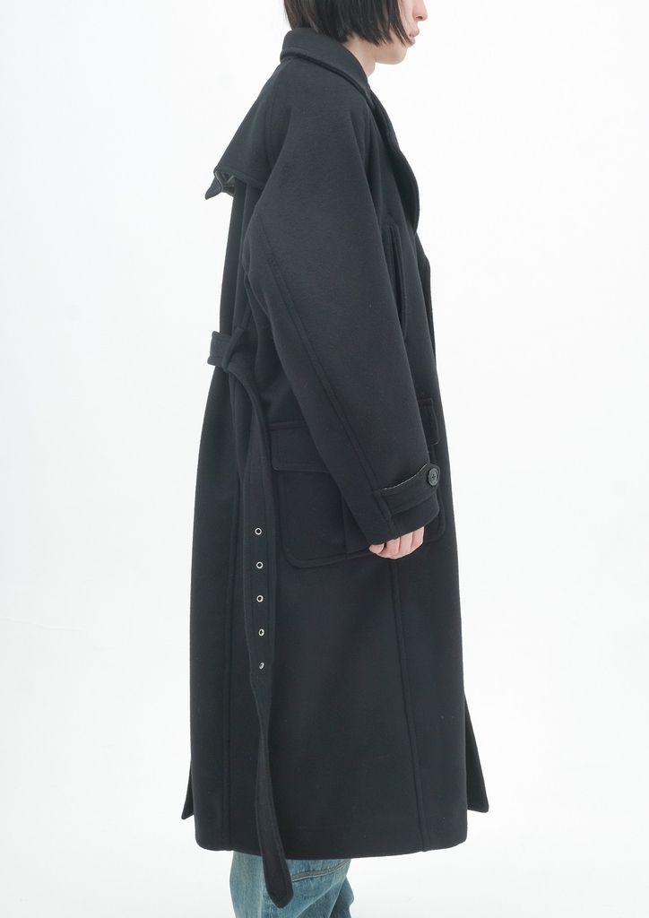 WOOL MELTON COAT / PURE BLACK