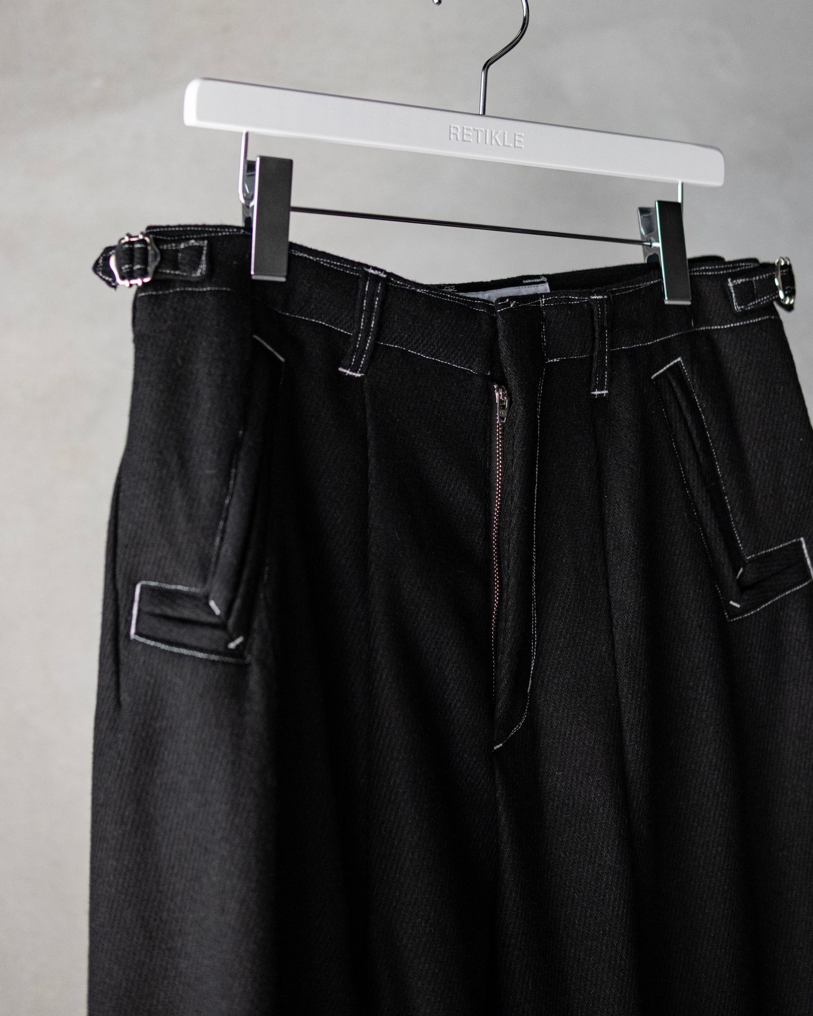 “WOOL CASHMERE”WIDE CEREMONY “MC” TROUSERS / Black