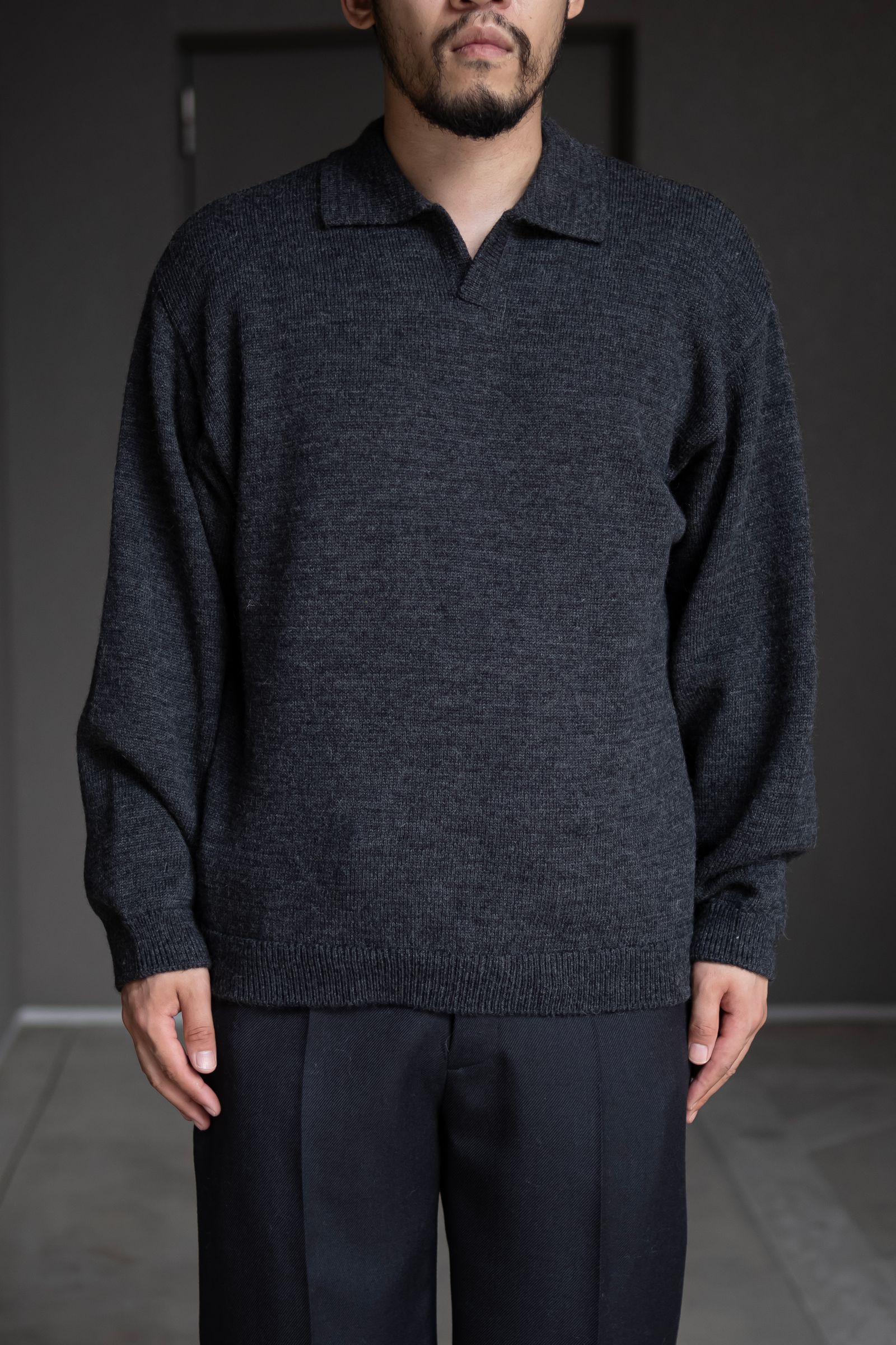 Blanc YM - Wool Knit skipper Shirt / Brown | Retikle Online Store