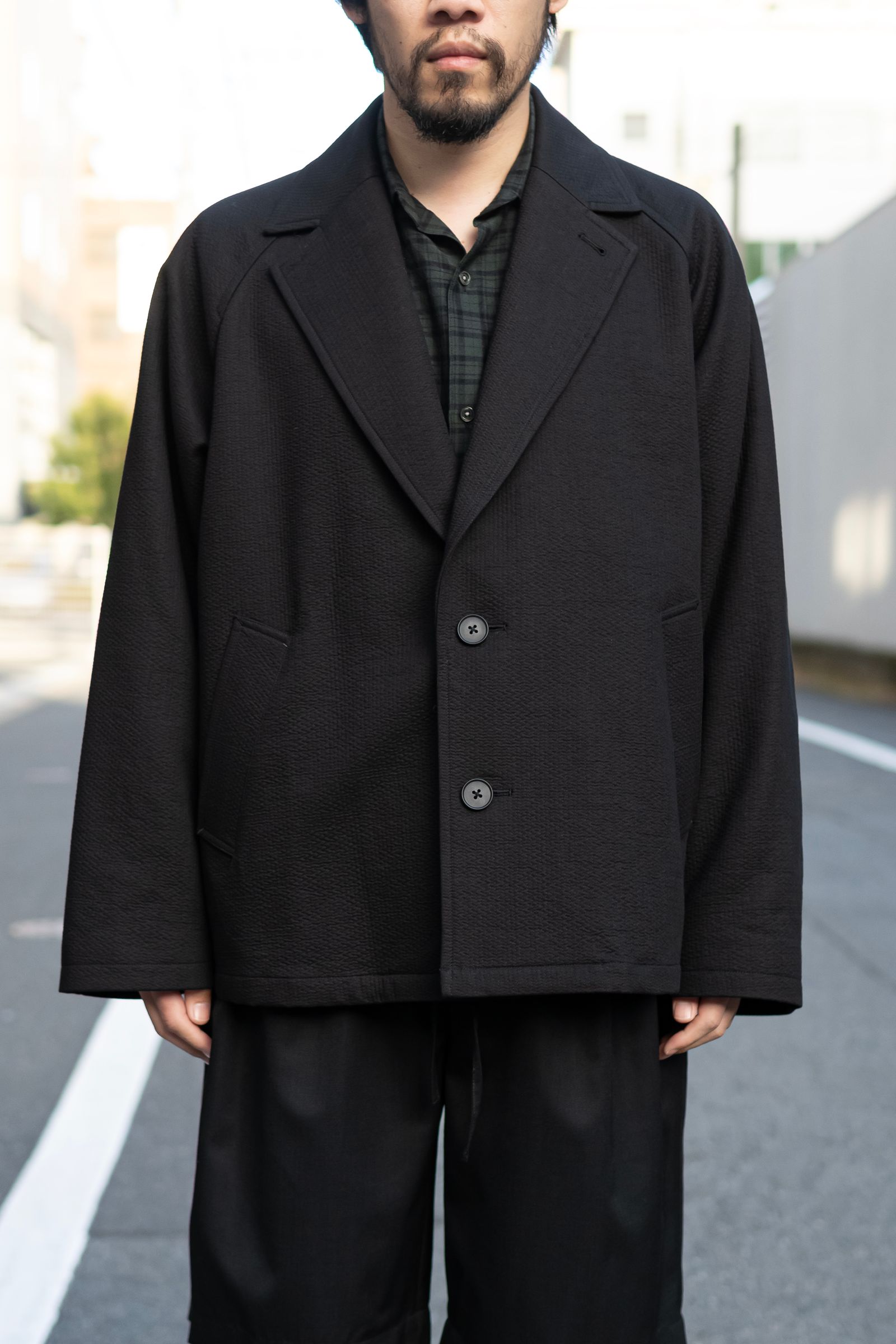 Blanc YM - Oversize Sashiko Welt Pocket JKT / Black | Retikle