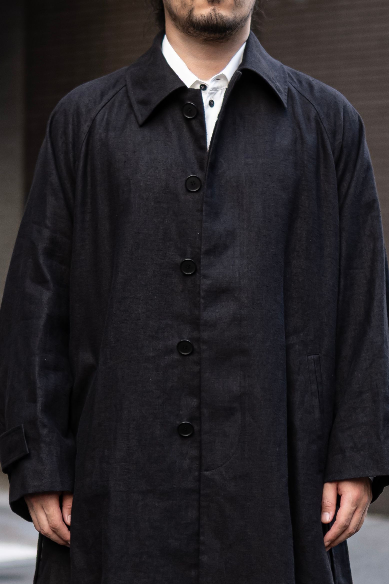 HEMP OVERSIZE BALMACAN COAT / Black