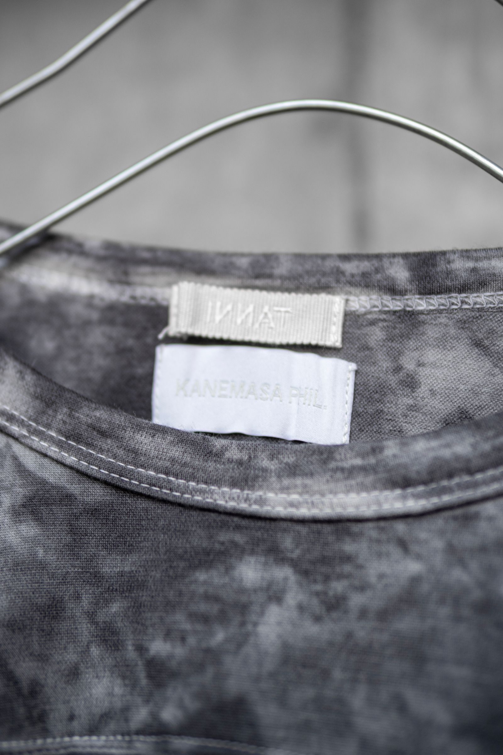 【INNAT×KANEMASA PHIL.】WOOL TIE-DYE FOOTBALL TEE / Black