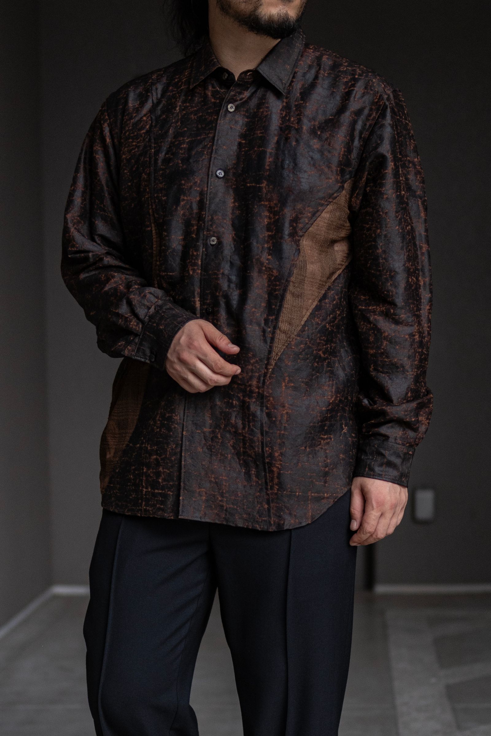 Silk Dorozome Shirt / Brown