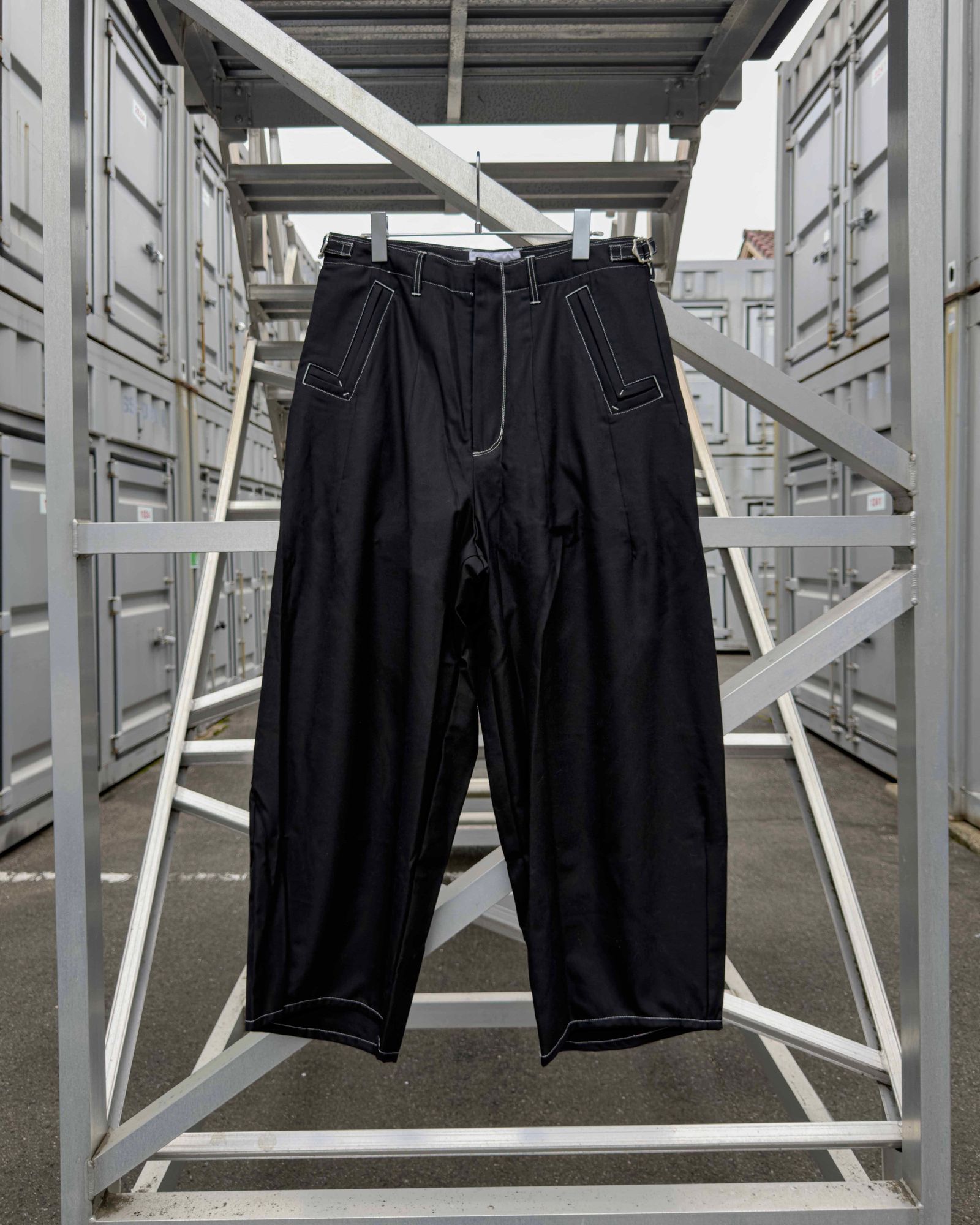 “Washable Super120’s” WIDE CEREMONY “MC” TROUSERS / Black