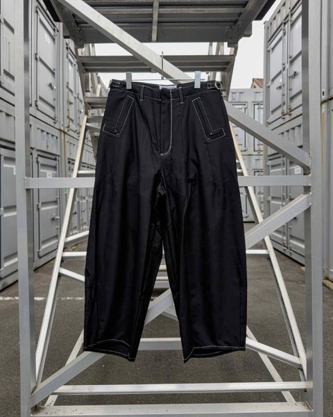 “Washable Super120’s” WIDE CEREMONY “MC” TROUSERS / Black