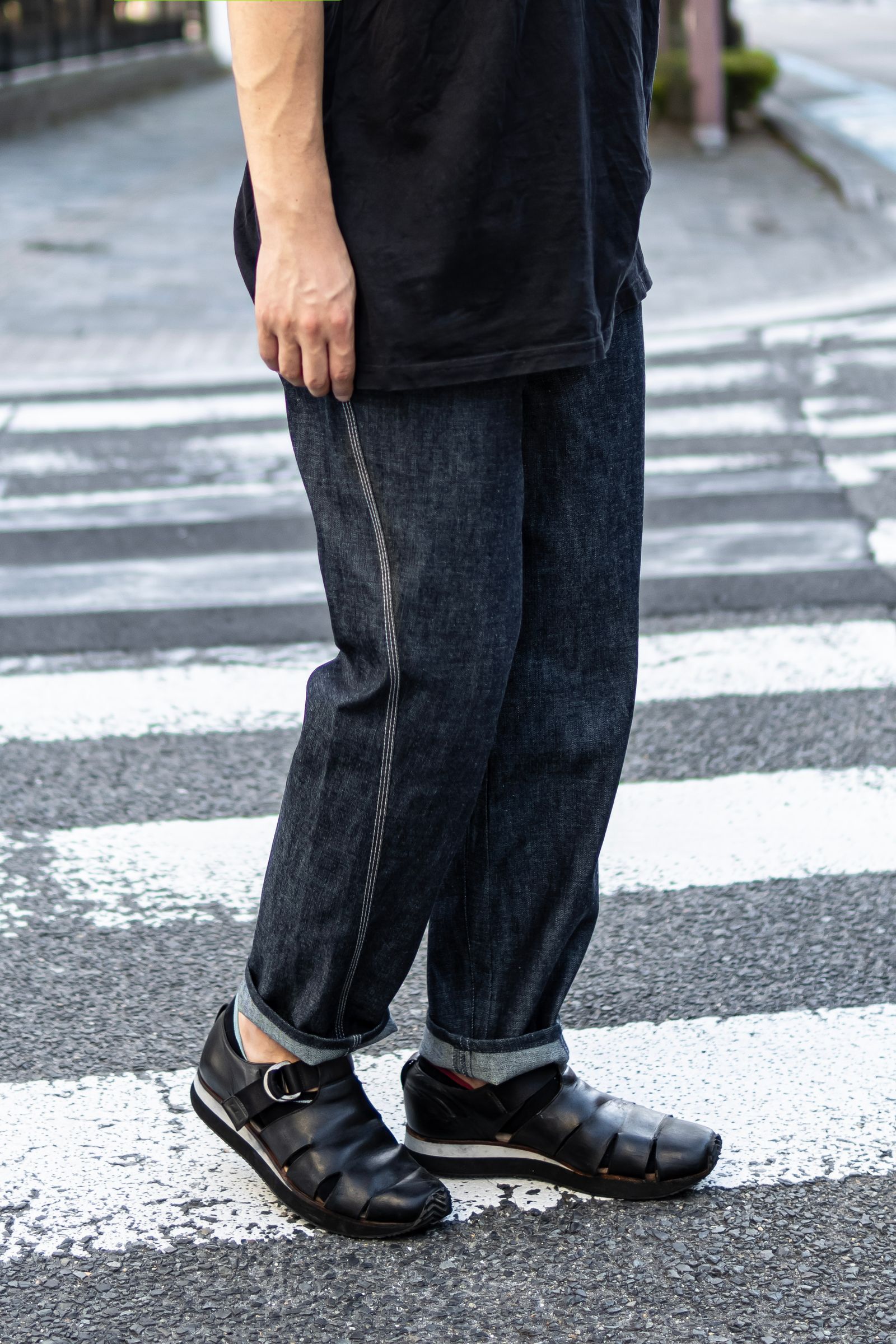 Three-d denim pants / indigo