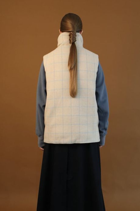 TWEED DOWN VEST / HERRINGBONE OVERPANE