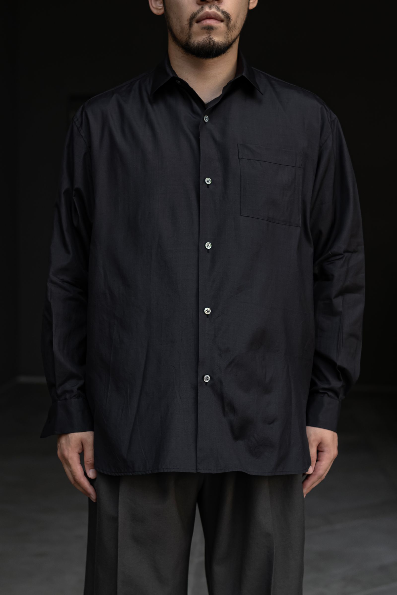 Blanc YM - Silk Wide Shirt / Black | Retikle Online Store
