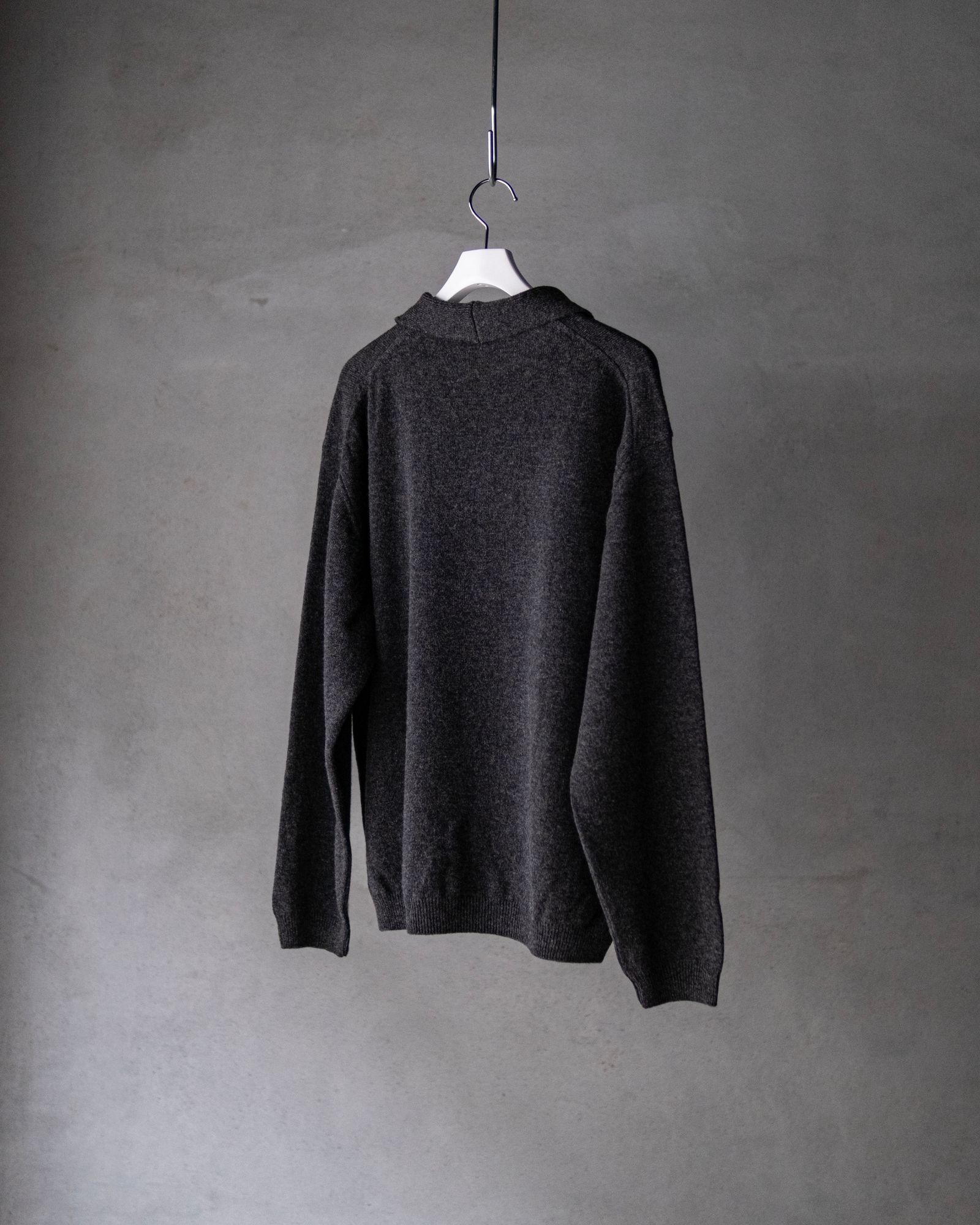 Wool Open Collar Knit Shirts / Gray
