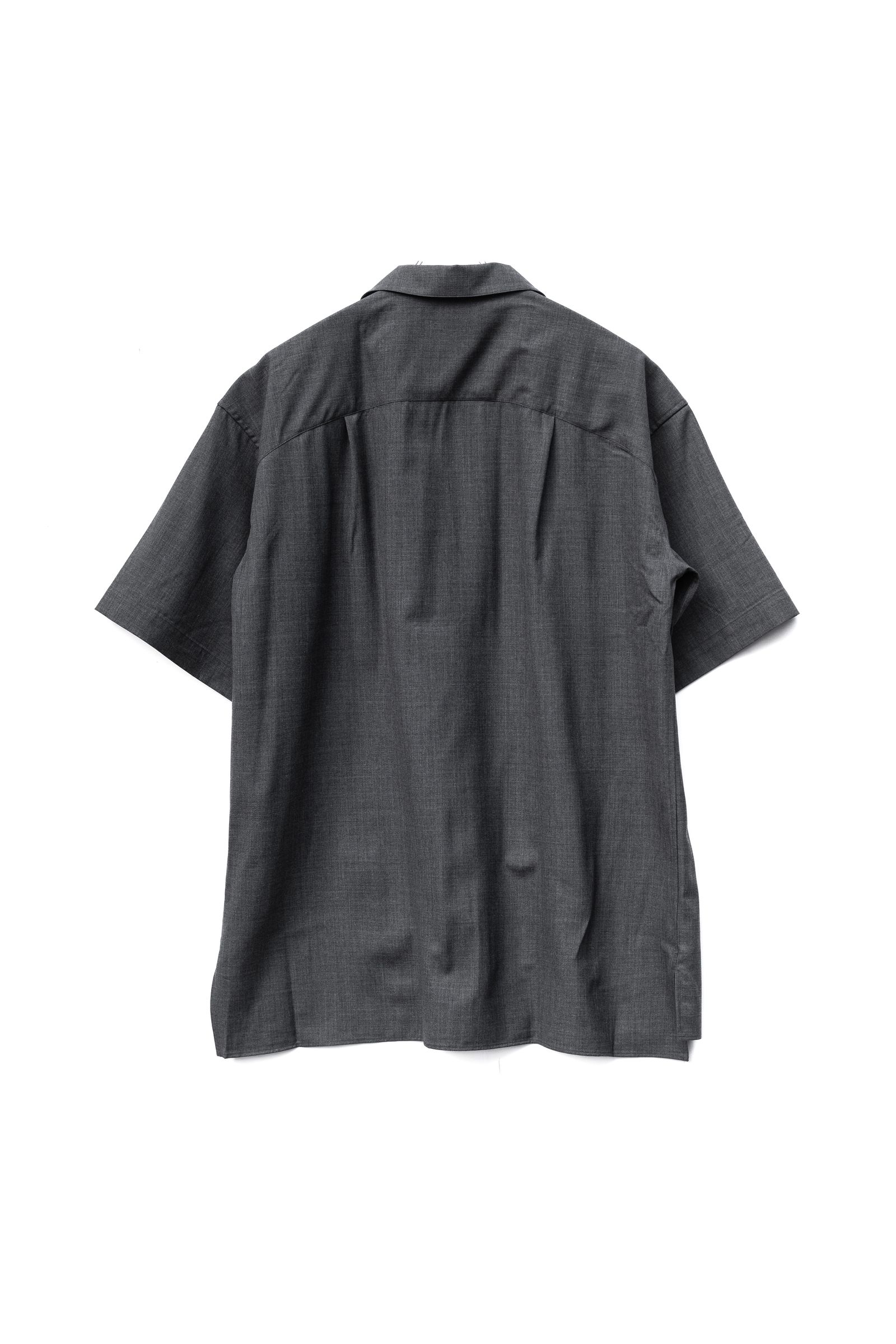 Wool Open Collar Shirt / Charcoal