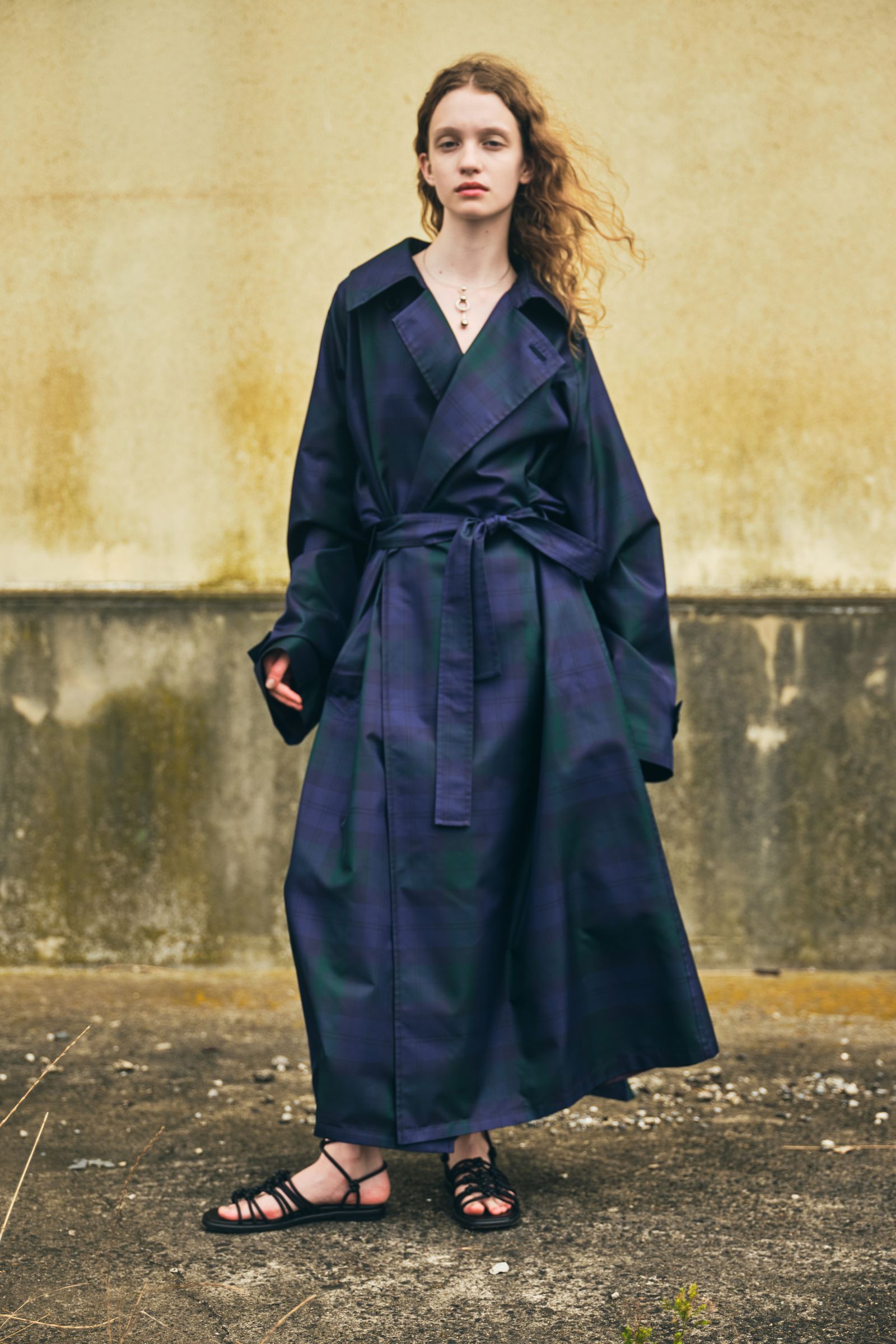 Blanc ym SILK BLACK WATCH WRAP COAT | srisolamalaipc.ac.in