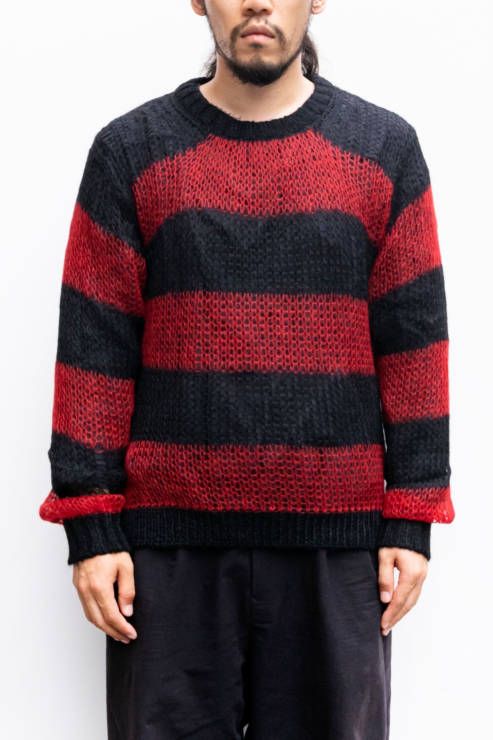 SUGARHILL - MOHAIR LOOSE STRIPE KNIT / RED | Retikle Online