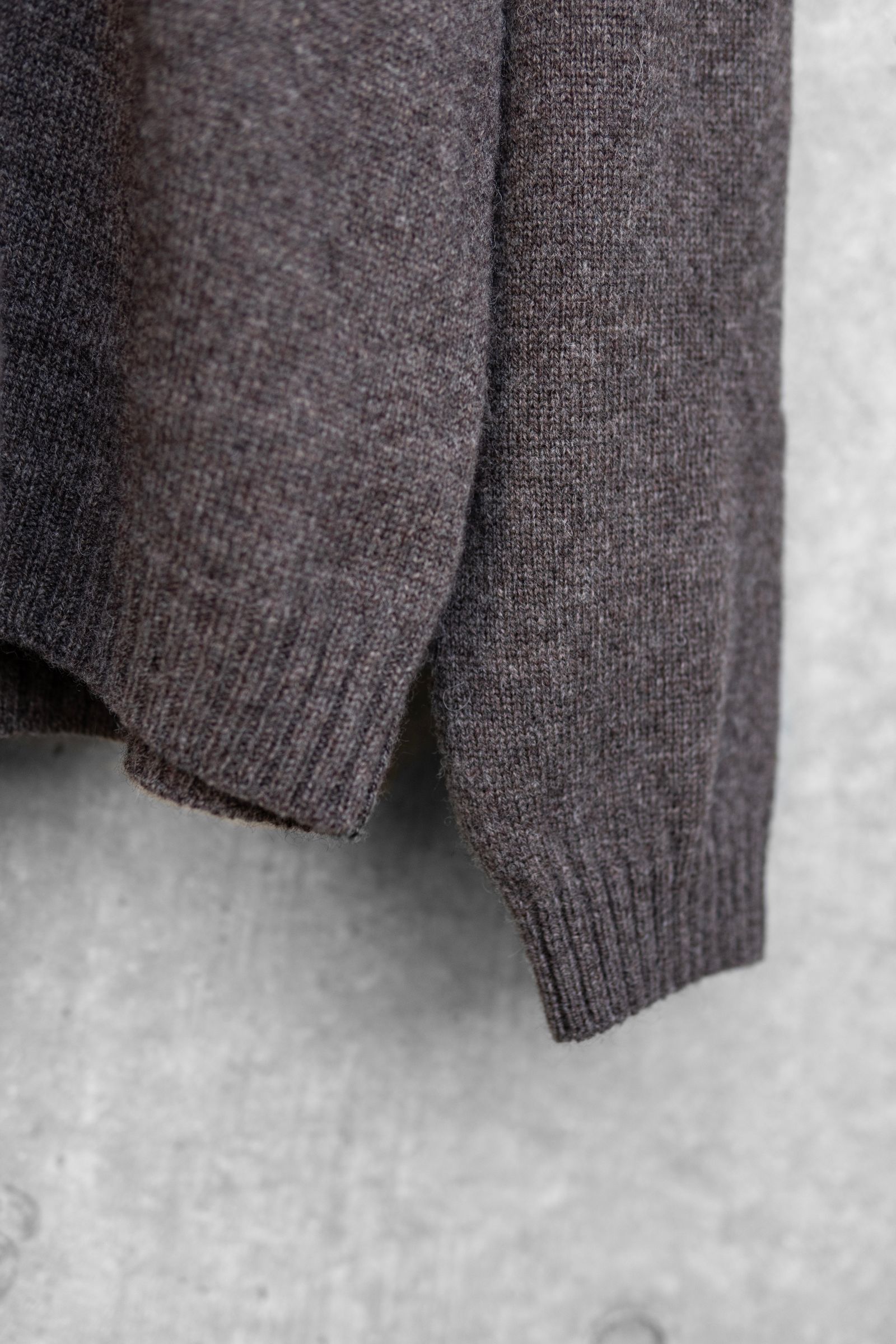 ALPACA POLO COLLAR KNIT SHIRT / BROWN
