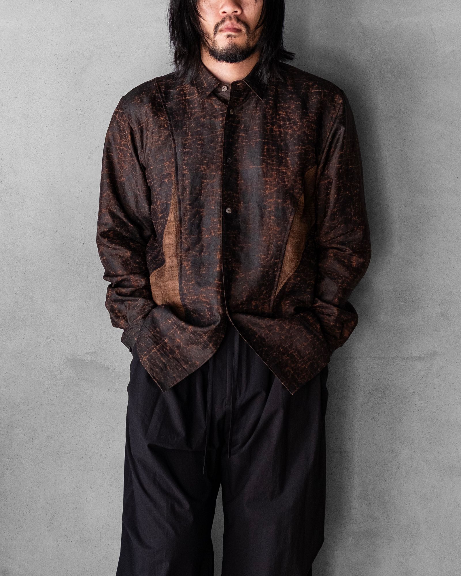 Silk Dorozome Shirt / Brown