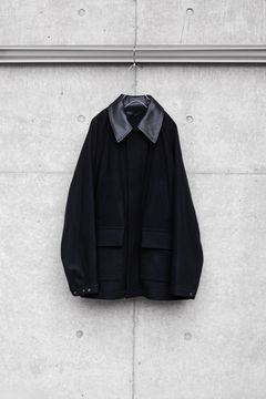 LEATHER COLLAR RIDING JACKET / BLACK