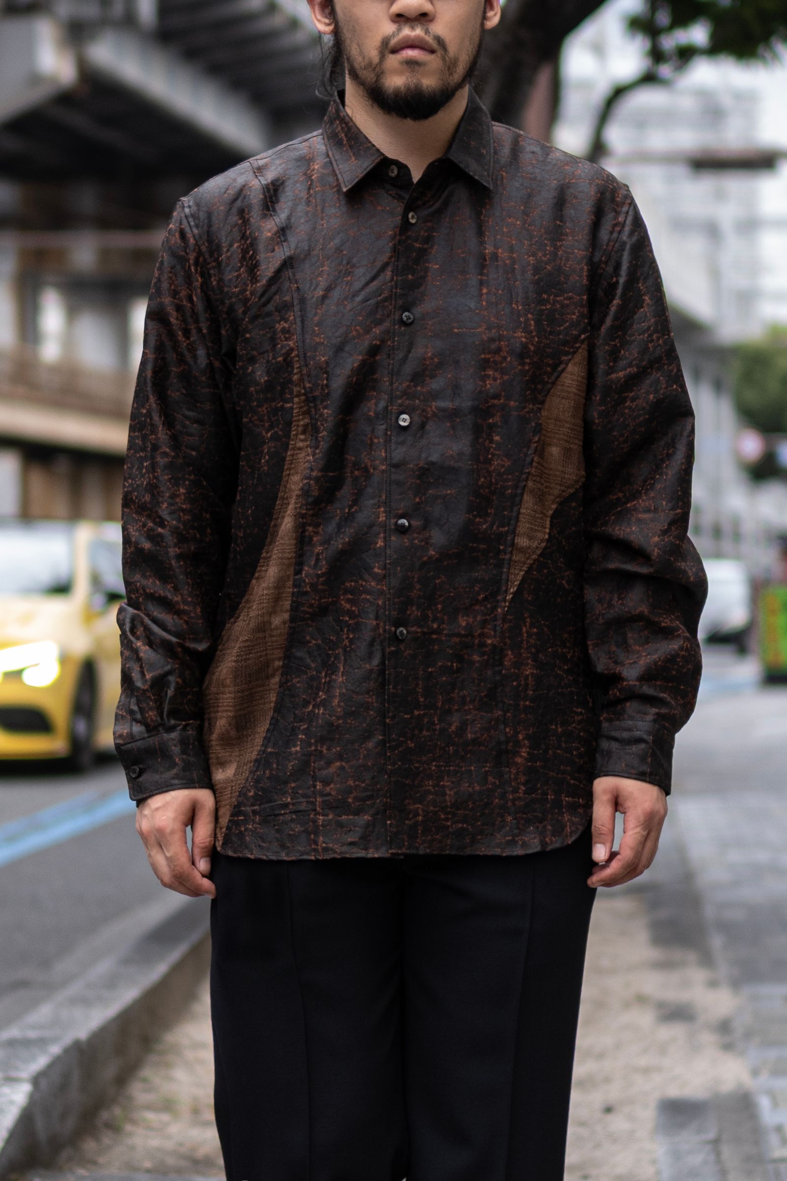 Silk Dorozome Shirt / Brown