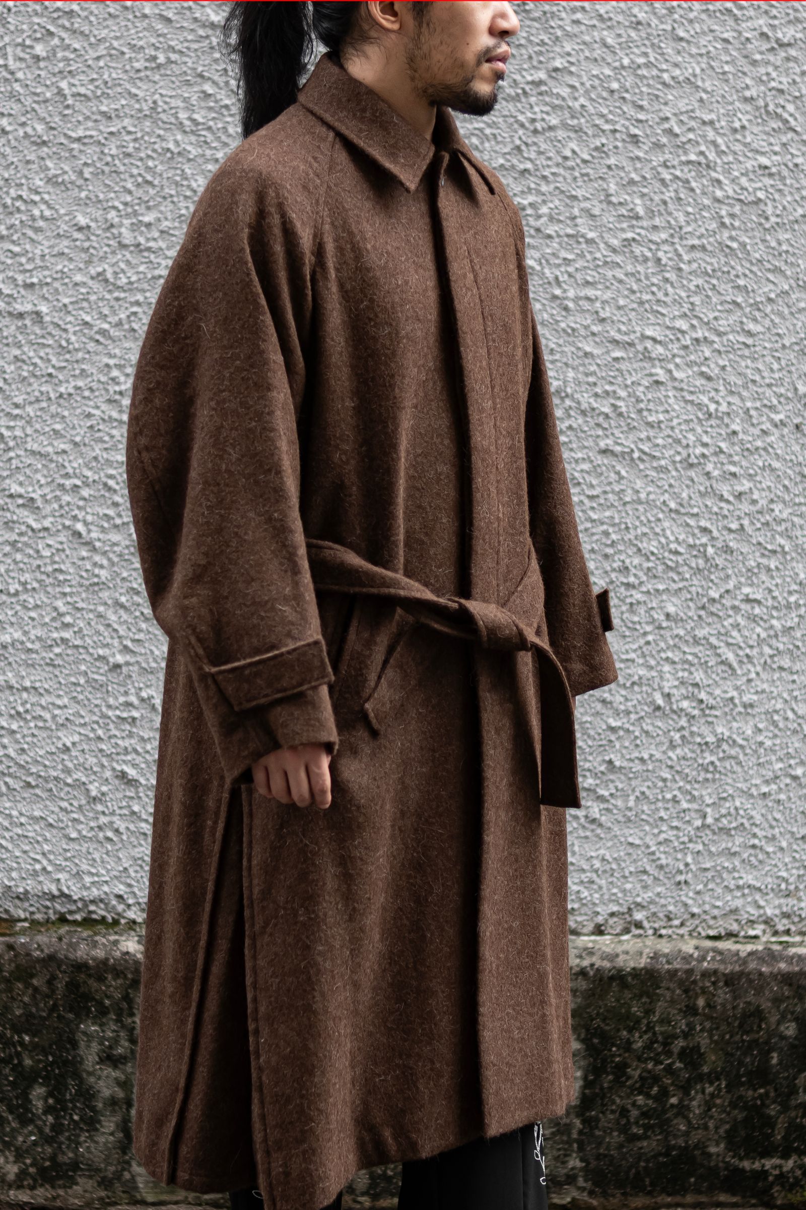ALPACA OVERSIZE BALMACAN COAT / Natural Brown