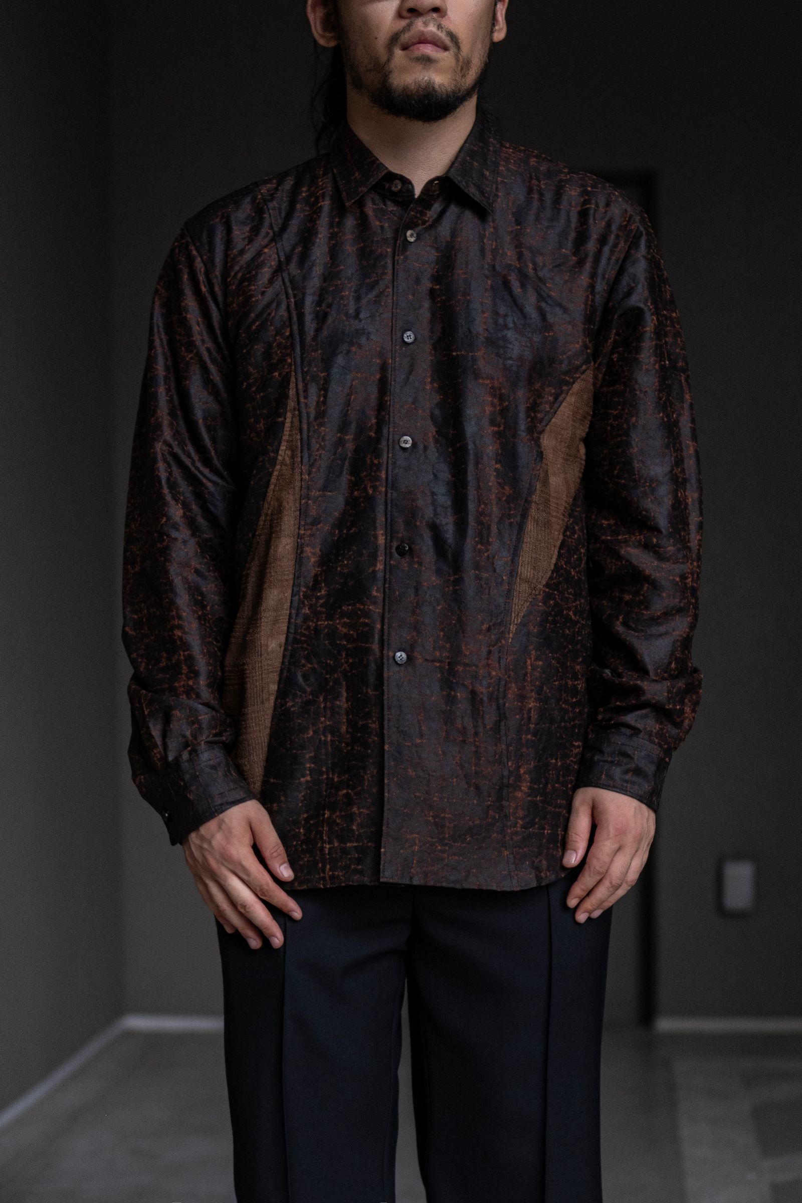 Silk Dorozome Shirt / Brown