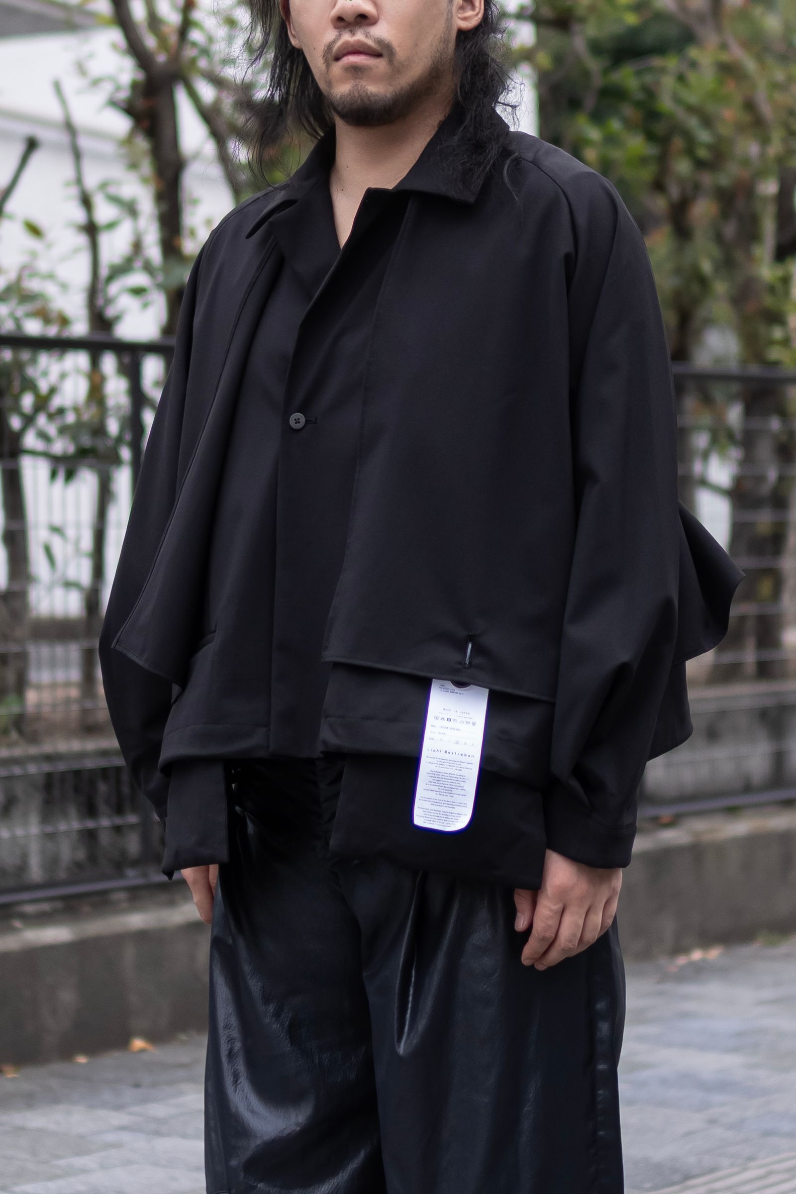 "3LAYER BONDING SUIT" Short trench functional jacket / BLACK