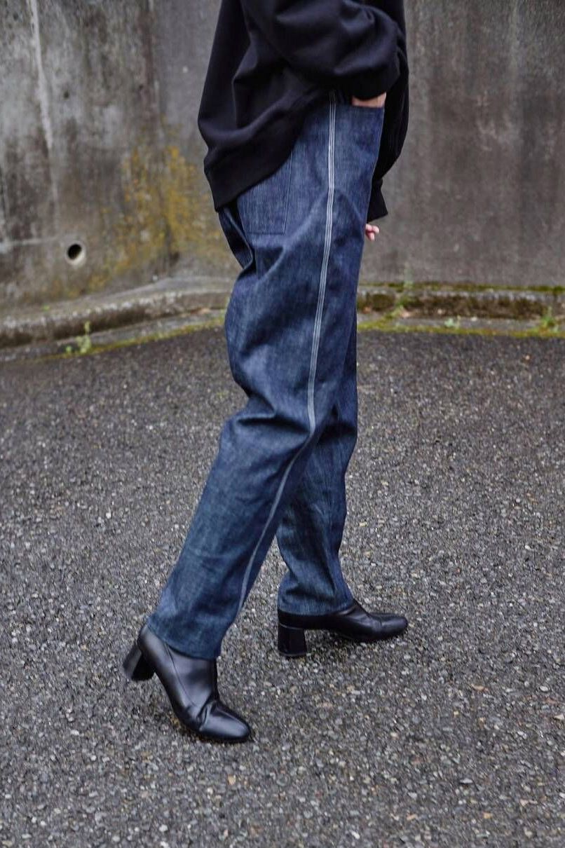 Three-d denim pants / indigo