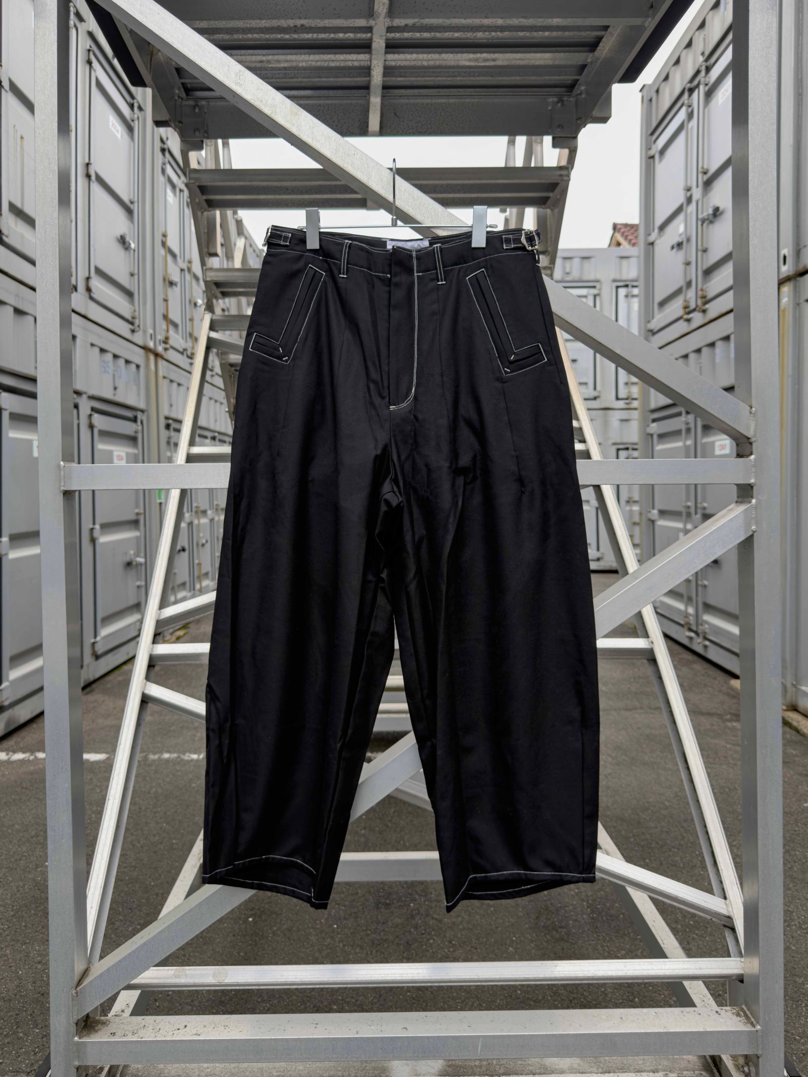 “Washable Super120’s” WIDE CEREMONY “MC” TROUSERS / Black