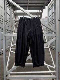 “Washable Super120’s” WIDE CEREMONY “MC” TROUSERS / Black