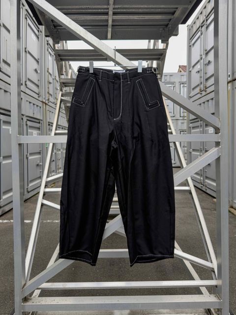 “Washable Super120’s” WIDE CEREMONY “MC” TROUSERS / Black