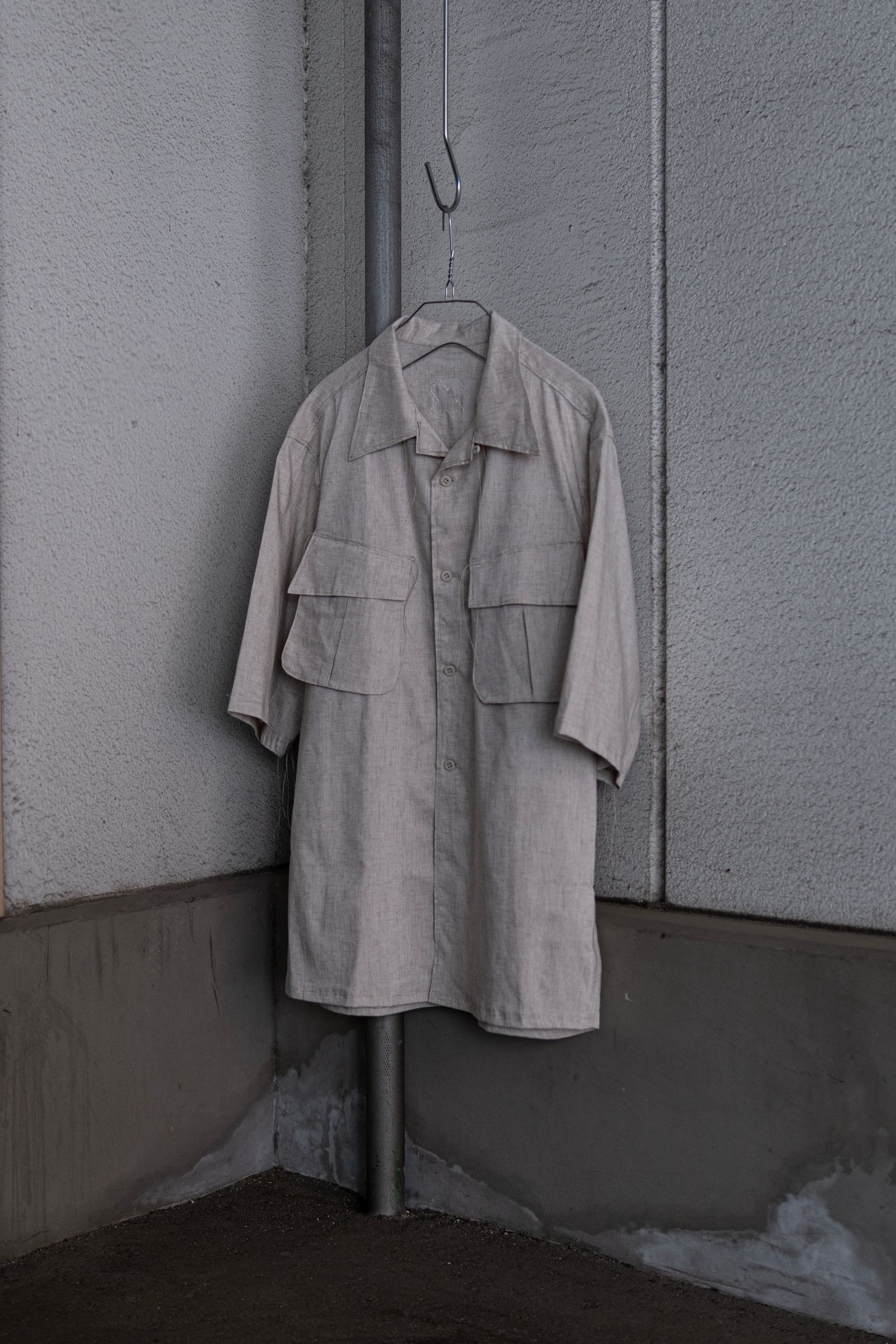Polyester linen half sleeve Jungle Fatigue PK Shirt / kinari