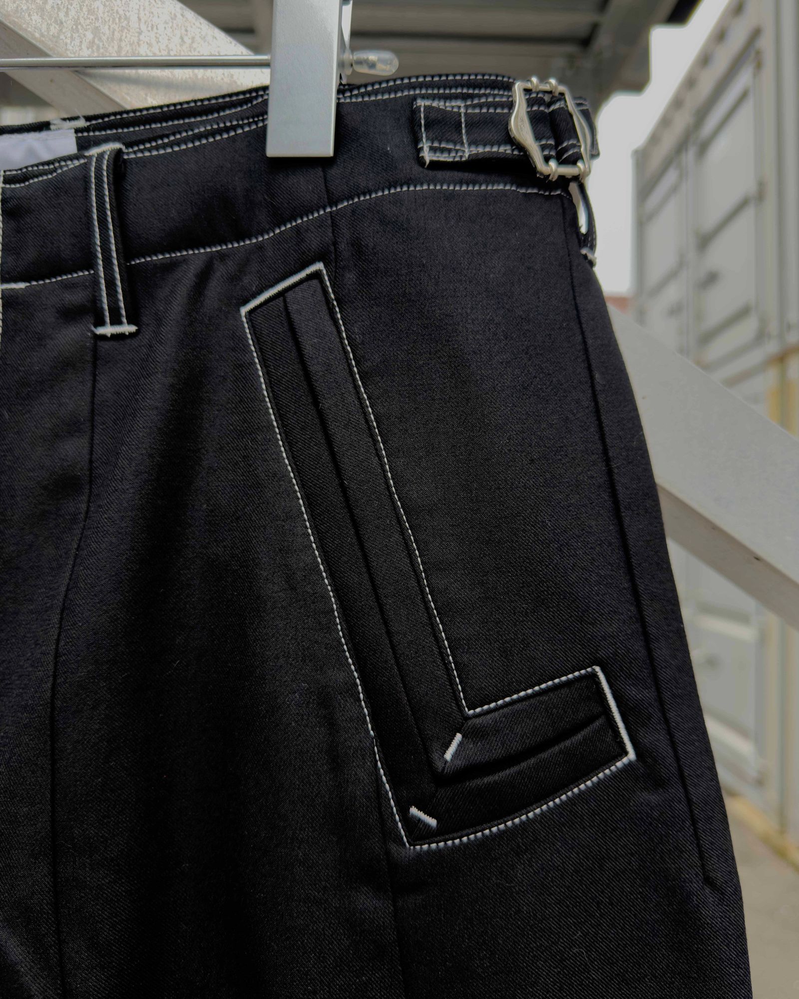 “Washable Super120’s” WIDE CEREMONY “MC” TROUSERS / Black