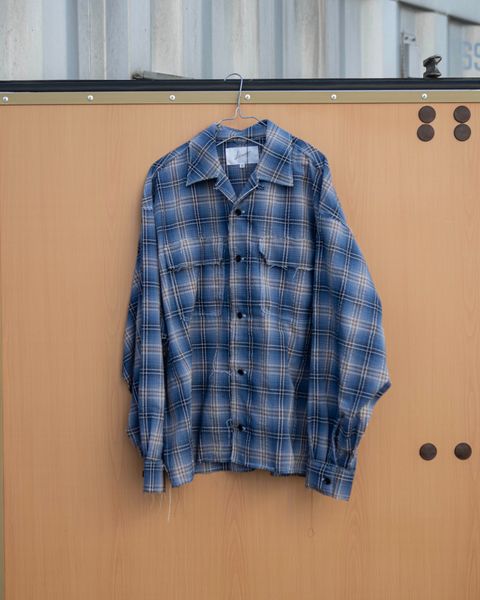 Organic Code Seersucker Check 50s Craftsman Shirt / Blue