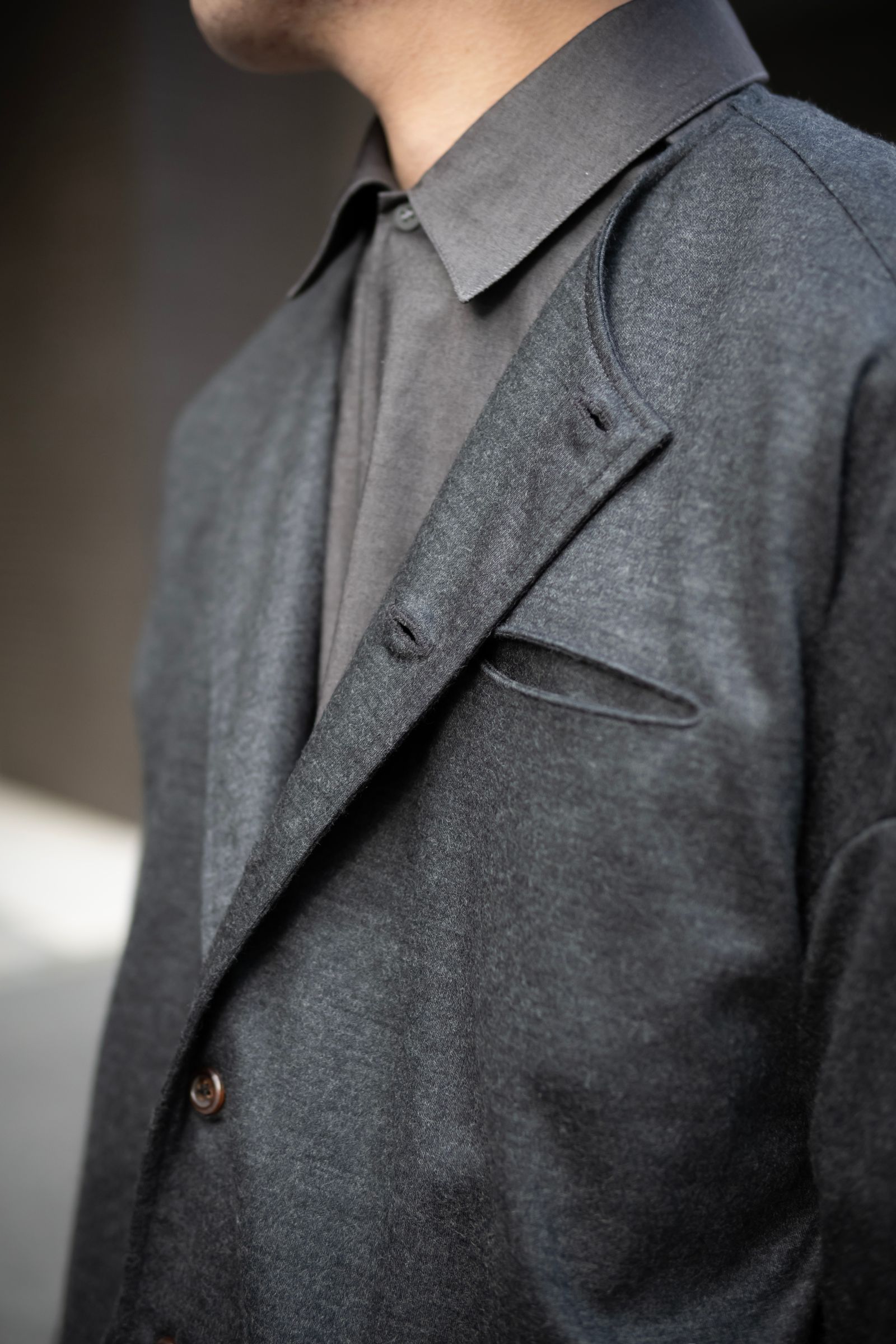 Italian jersey crewneck cardigan / gray