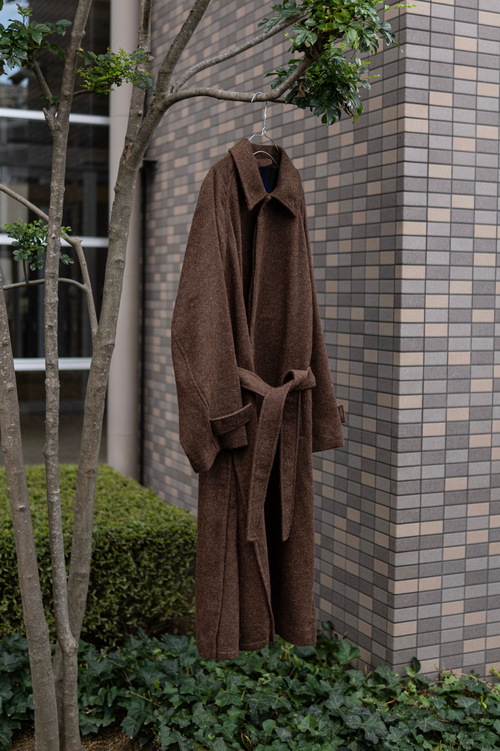 ALPACA OVERSIZE BALMACAN COAT / Natural Brown