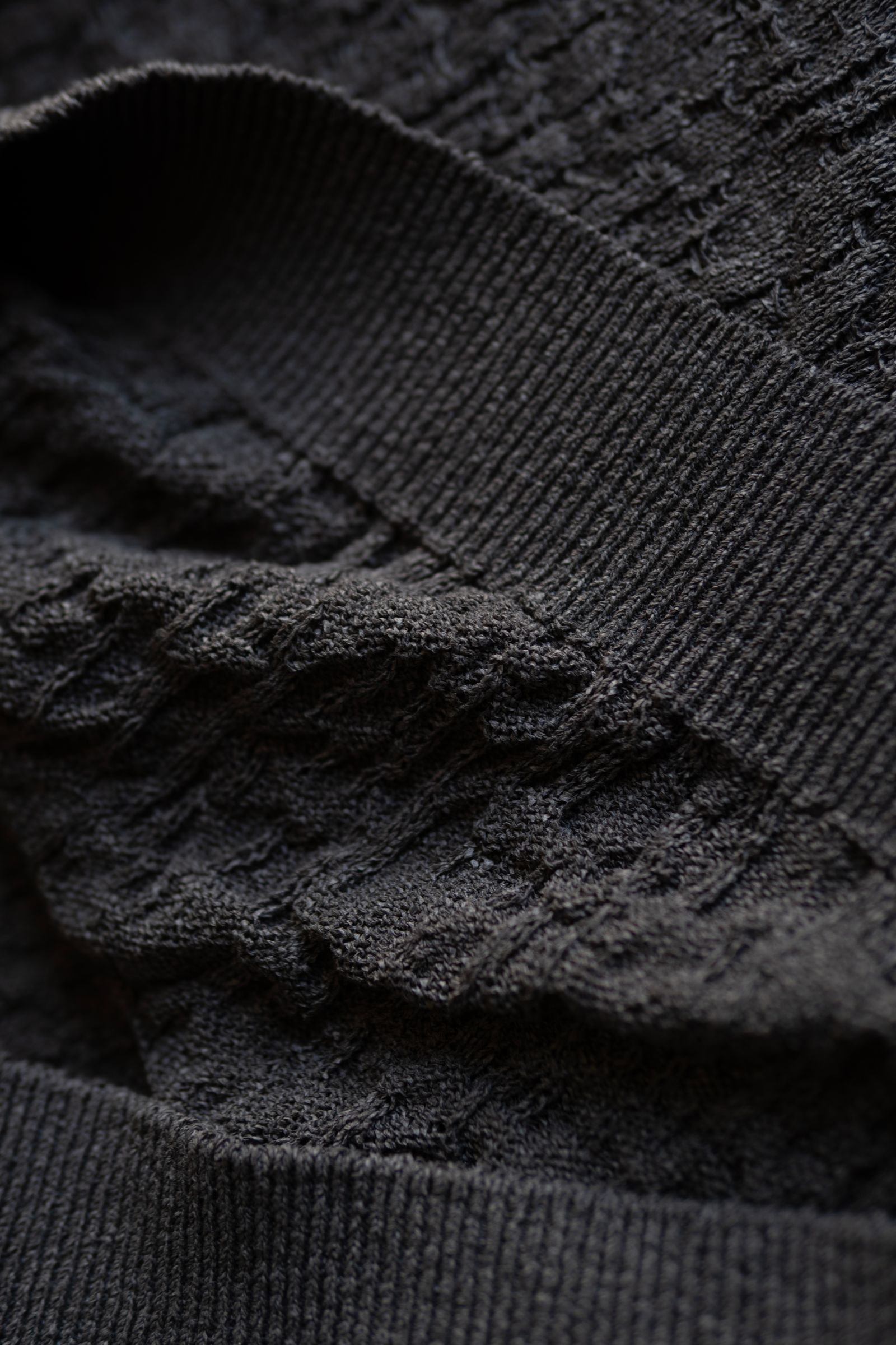 Knit Long Polo Shirts / Black