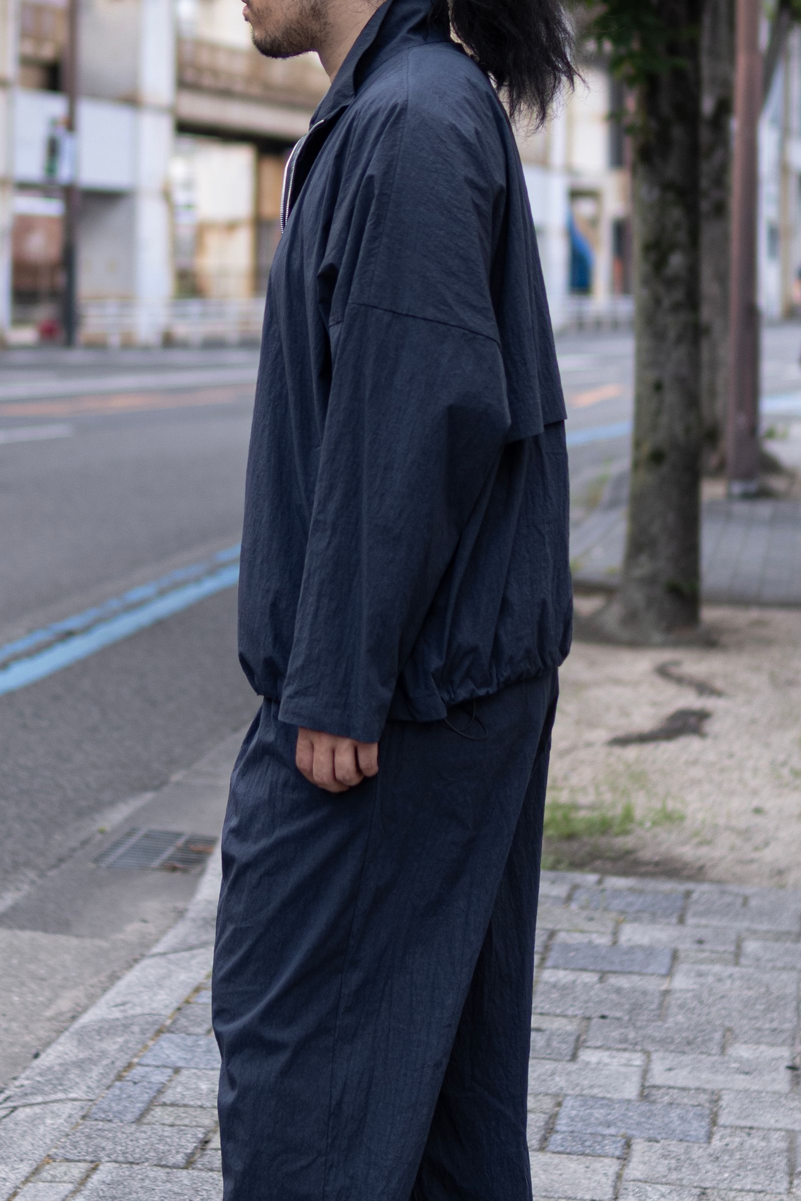 COTTON NYLON TRACK JACKET / DALL NAVY