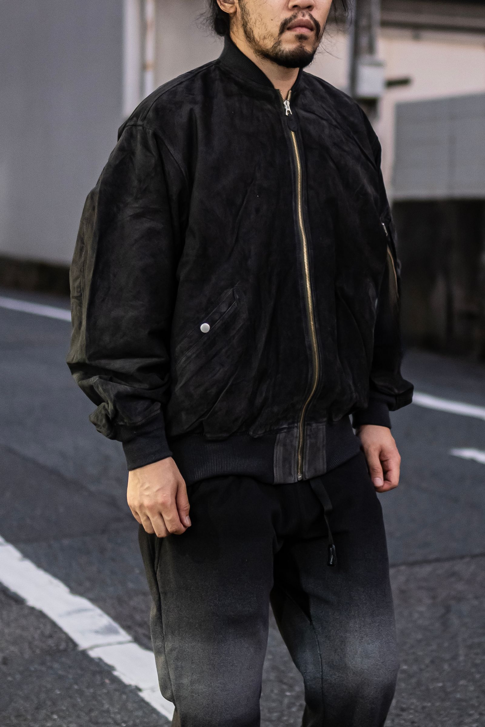 SUEDE BOMBER JACKET / Black