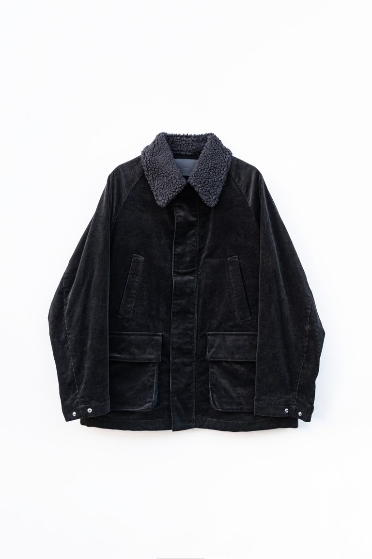 JUHA - BOA COLLAR CORDUROY JACKET / BLACK | Retikle Online Store